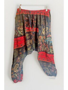 Boho Indian Embroidered Harem Balloon Drop Pants Festival 2XL. Linen.      P
